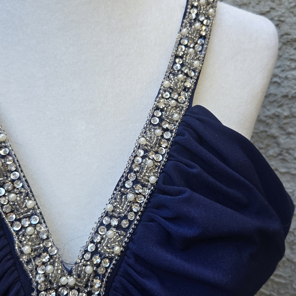 JS Boutique Navy Rhinestone Cocktail Dress - Picture 3 of 11
